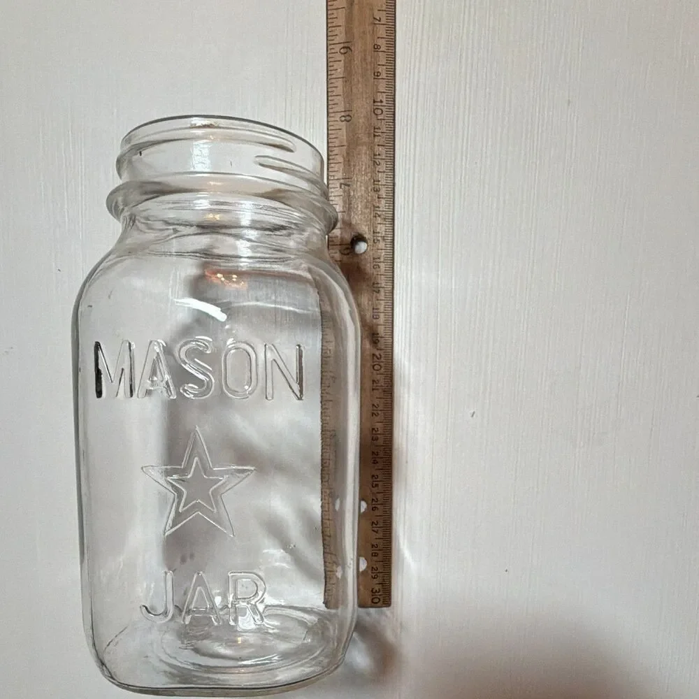 Vintage Mason Jar Star Embossed 
